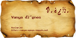 Vanya Ágnes névjegykártya